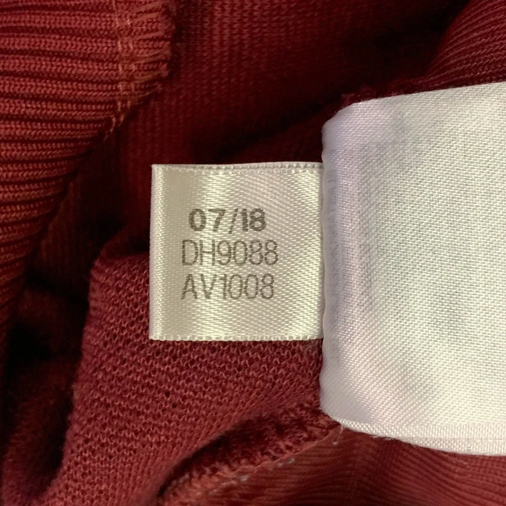 Adidas Men Burgundy All Over Text Logo Embossed‎ Hoodie Pullover Size L